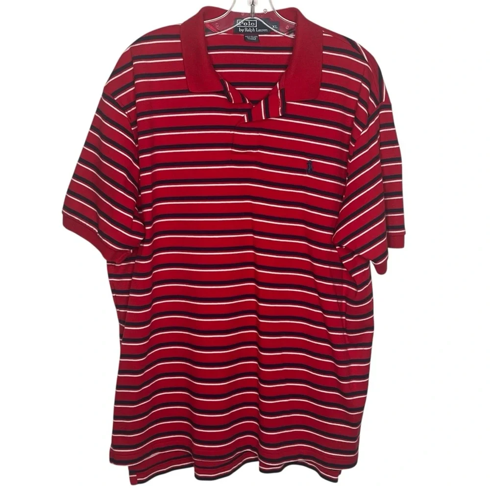 Polo Ralph Lauren Polo Shirt Men’s Sz XL Short Sleeve Red White Striped